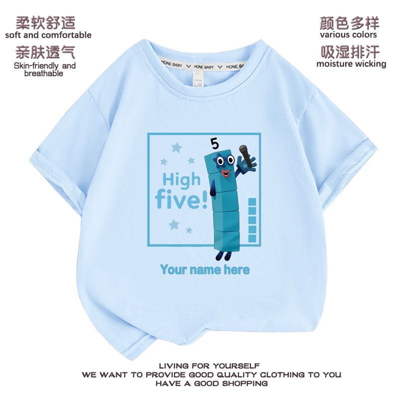 Digital Building Blocks T-Shirt Numberblocks Children'S Clothes Boys And Girls Digital Pattern Short Sleeve Suit Summer 1-10 - Image 1